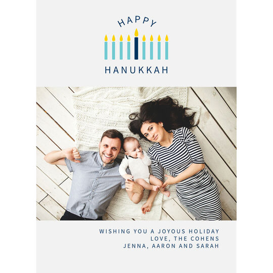 Modern Menorah Hanukkah Photo Cards